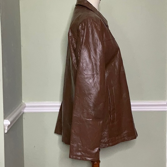 HABAND Executive Division Men’s Medium Brown Leather Coat With Zip In Lining - Picture 4 of 9